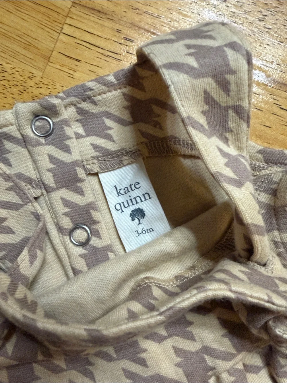 kate quinn Cream & Taupe Houndstooth Knit Pinafore Dress